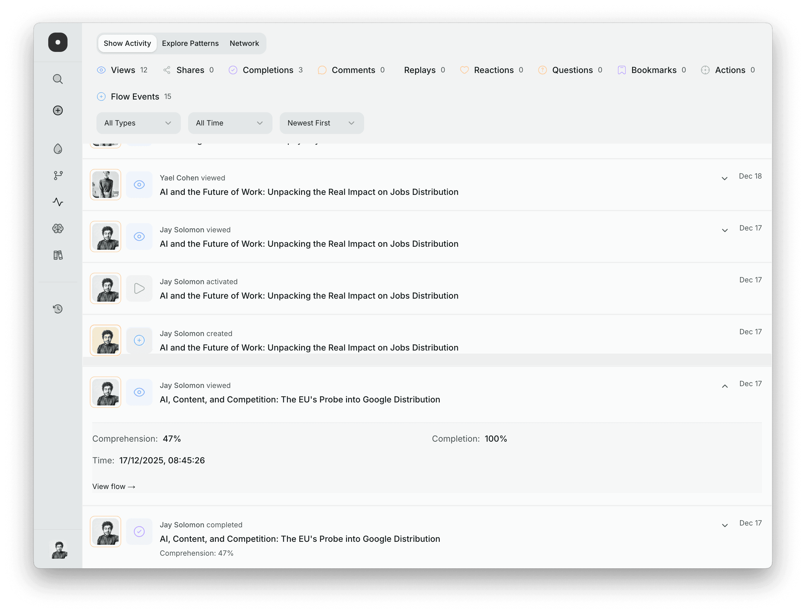 Drop Flows interface